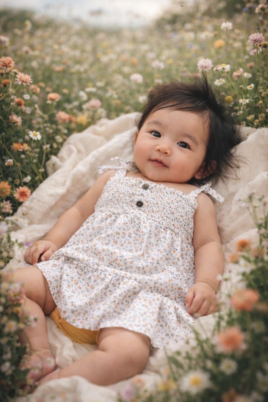 Darling Handmade Small Shop Wildflowers Dress & Marigold bloomers 6mths